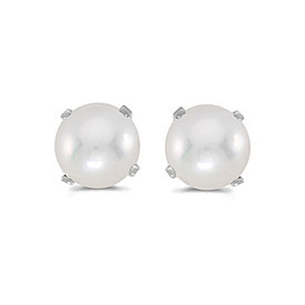 14k White Gold Pearl Stud Earrings