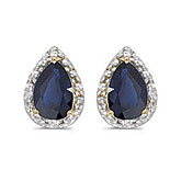 14k Yellow Gold Pear Sapphire And Diamond Earrings