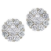 14K White Gold Diamond Clustaire Earrings