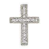 14K White Gold Diamond Scroll Cross Pendant