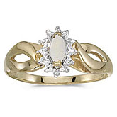 14k Yellow Gold Marquise Opal And Diamond Ring