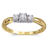 14k Yellow Gold 0.25 Ct Three Stone Diamond Ring