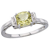 14K White Gold Lemon Quartz and Diamond Ring