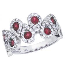 14k White Gold Ruby and Diamond Fashion Ring