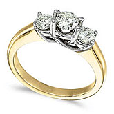 14k Yellow Gold 0.75 Ct Three Stone Trellis Diamond Ring