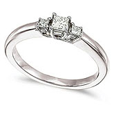 14k White Gold 0.25 Ct Three Stone Trellis Diamond Ring