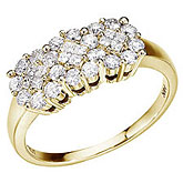 14K Yellow Gold .75 Ct Diamond Cluster Ring