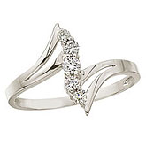 14K White Gold and Diamond Bypass Promise Ring